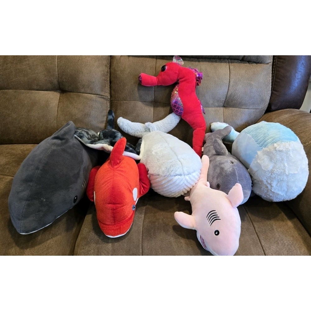 Ocean Animal Plush Lot 8 Whale Shark Ray Dolphin Aurora Eco Nation Sea Life